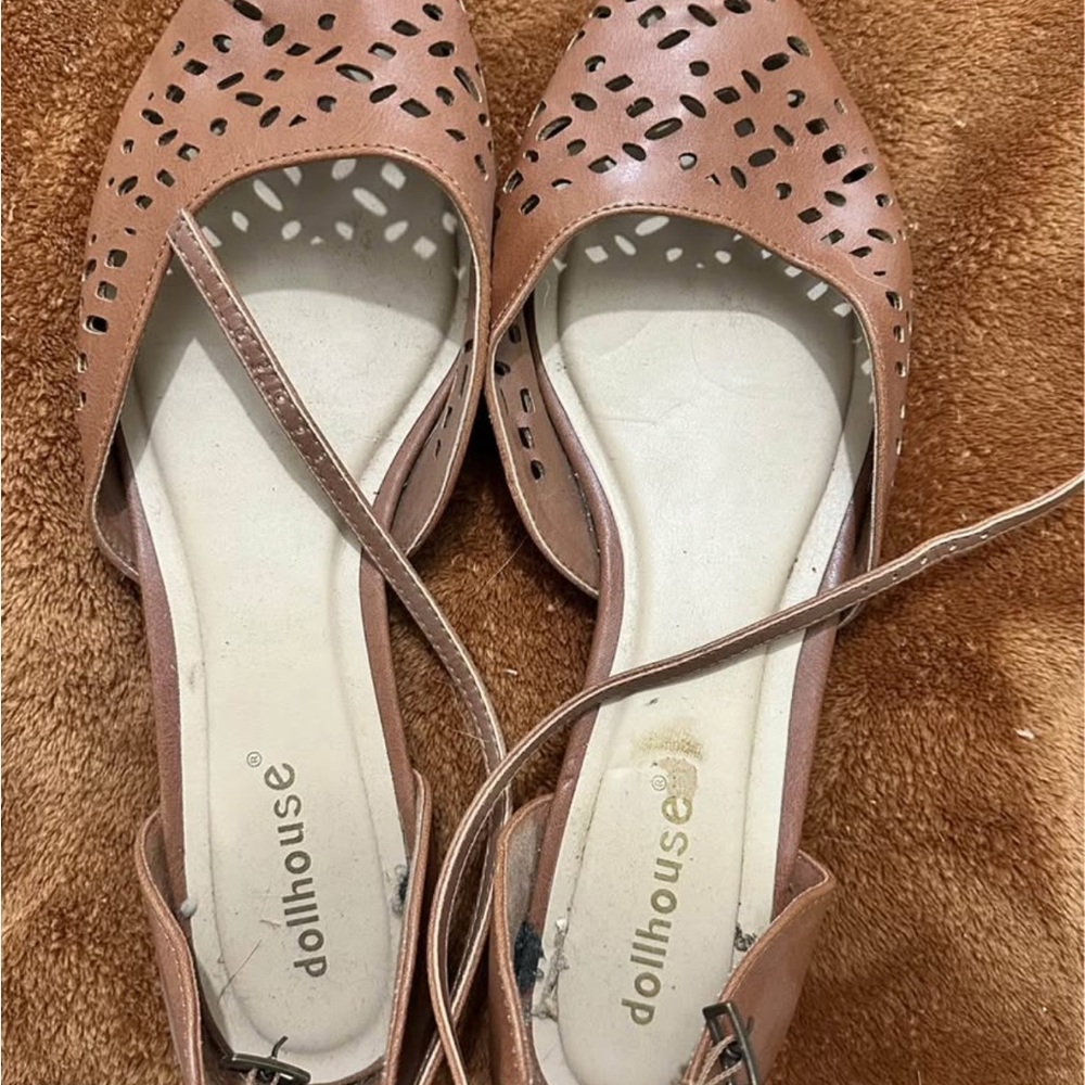 Dollhouse Tan Flats with Laser-Cut Design